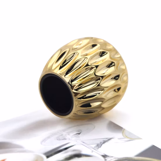 Tappi per bottiglie di profumo in vetro con tappo a vite in metallo pesante, economici, classici di lusso, in zama d'oro